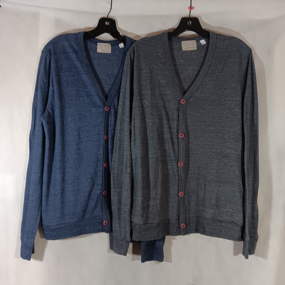 Set Of 2 Public Opinion Mens XL Knit Cardigan V-Neck Blue Gray Button Classic